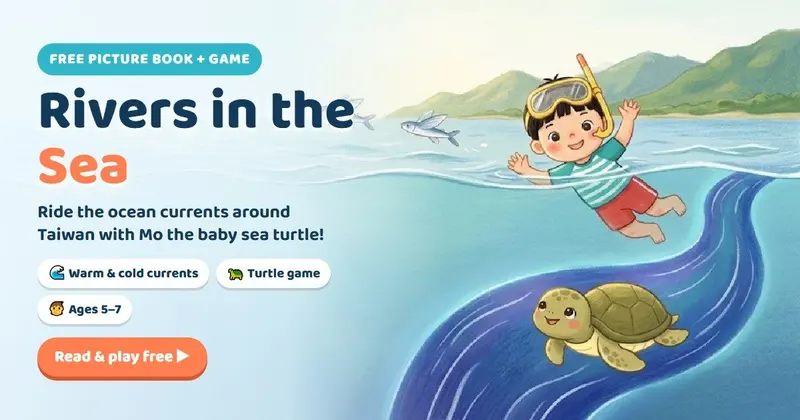 戴蛙鏡的男孩和小海龜在藍色洋流裡游泳