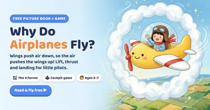 小飛行員坐在黃色小飛機裡，從雲朵圈中飛出來