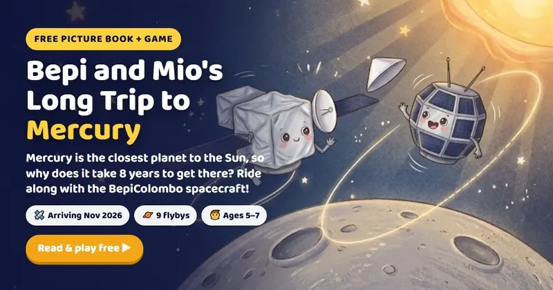 兩艘有表情的太空船疊在一起飛向水星